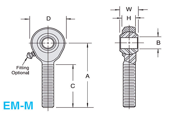 EM - M/E-F - metrische kugelförmige Stangenenden 2-Piece M Metall-Metall für Bau