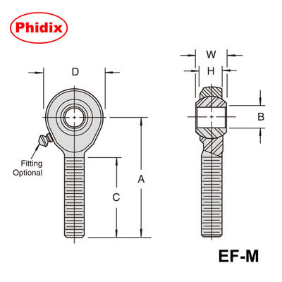 EM-M/EF-M-Serie Metallstangen Enden: Zinkplattierte metrische Verbindungen mit PTFE-Optionen und Korrosionsbeständigkeit für die industrielle Bewegungssteuerung