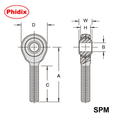 SPM/SPF-Reihe Stange Enden Selbstschmierbare Nylon-Rennstraße mit Zink- und Dichromatbeschichtung Korrosions-/Ausnutzungsbeständiges, feuchtarmes Design für industrielle Bewegungssysteme