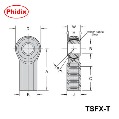 TSMX-T/TSFX-T PTFE-ausgekleidete Schwerlaststäbe     Präzisionsbewegungssteuerung für Hochlastanwendungen