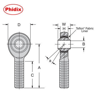 SSHMY-T-Serie Edelstahl PTFE-ausgekleidete Stange Enden High Lastkapazität &amp; Korrosionsbeständigkeit für Reinräume