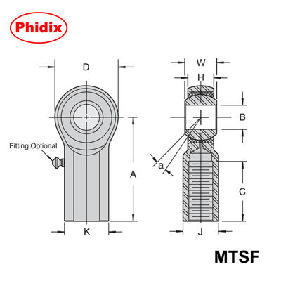 MTSM/MTSF-Serie Metall-zu-Metall-Stab-Ende High-Load Präzisionslager für industrielle Anwendungen