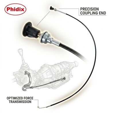 Mechanisches Zugkabel aus rostfreiem Stahl mit Nylonüberzug, einschließlich Gabelverbindung, das Betrieb und Verschleißbeständigkeit gewährleistet