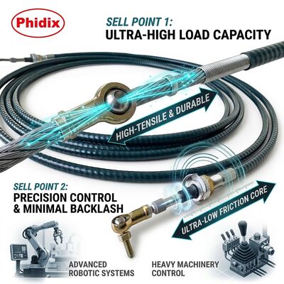 Mechanische Steuerungskabel mit installiertem Biegeradius bis zu 5 Zoll OEM-Zulassung für Präzisionskontrollsysteme